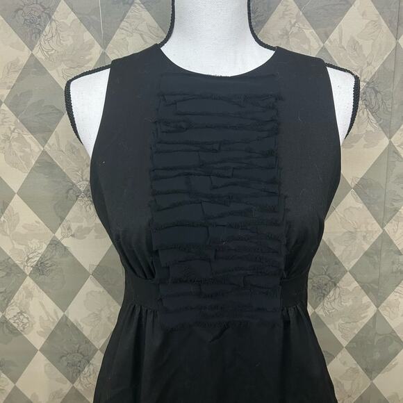Ted Baker Ruffle Neckline Black Open Back Sleeveless Dress - Picture 3 of 8